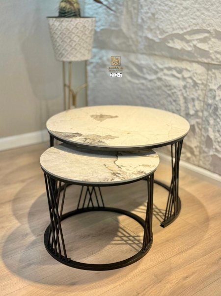 طقم طاولة رخام وسط مدور 212-7