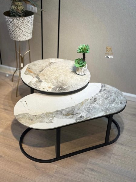 طقم طاولة وسط بيضاوي رخام 212-15